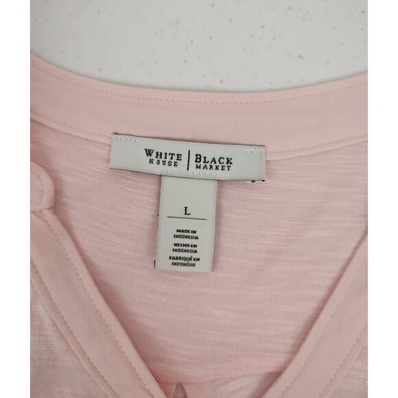 Black White Size Large Women Pockets Keyhole Tab Sleeve Hi Lo - Picture 3 of 8